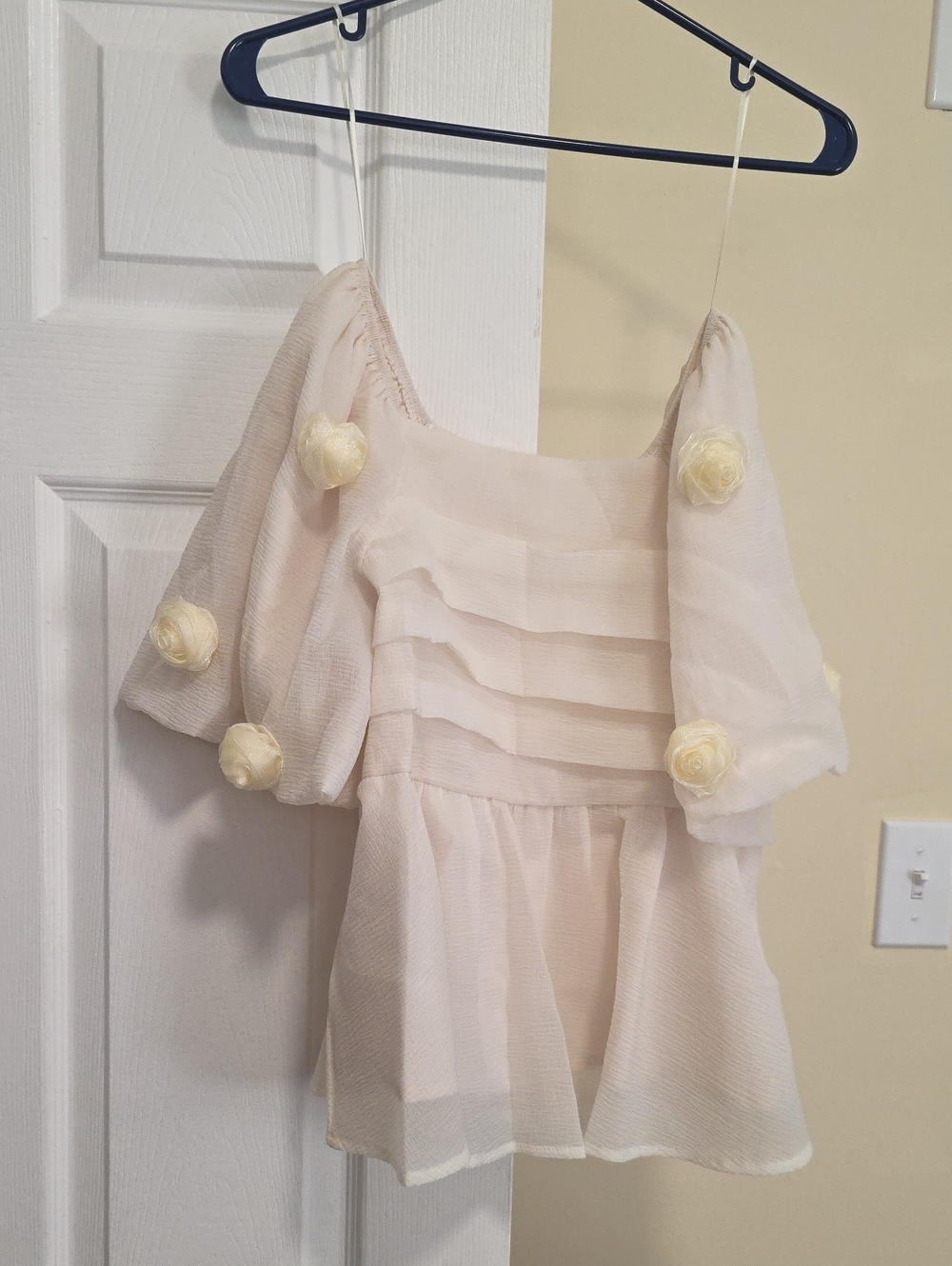 Girls Ivory Floral Accent Summer Dress